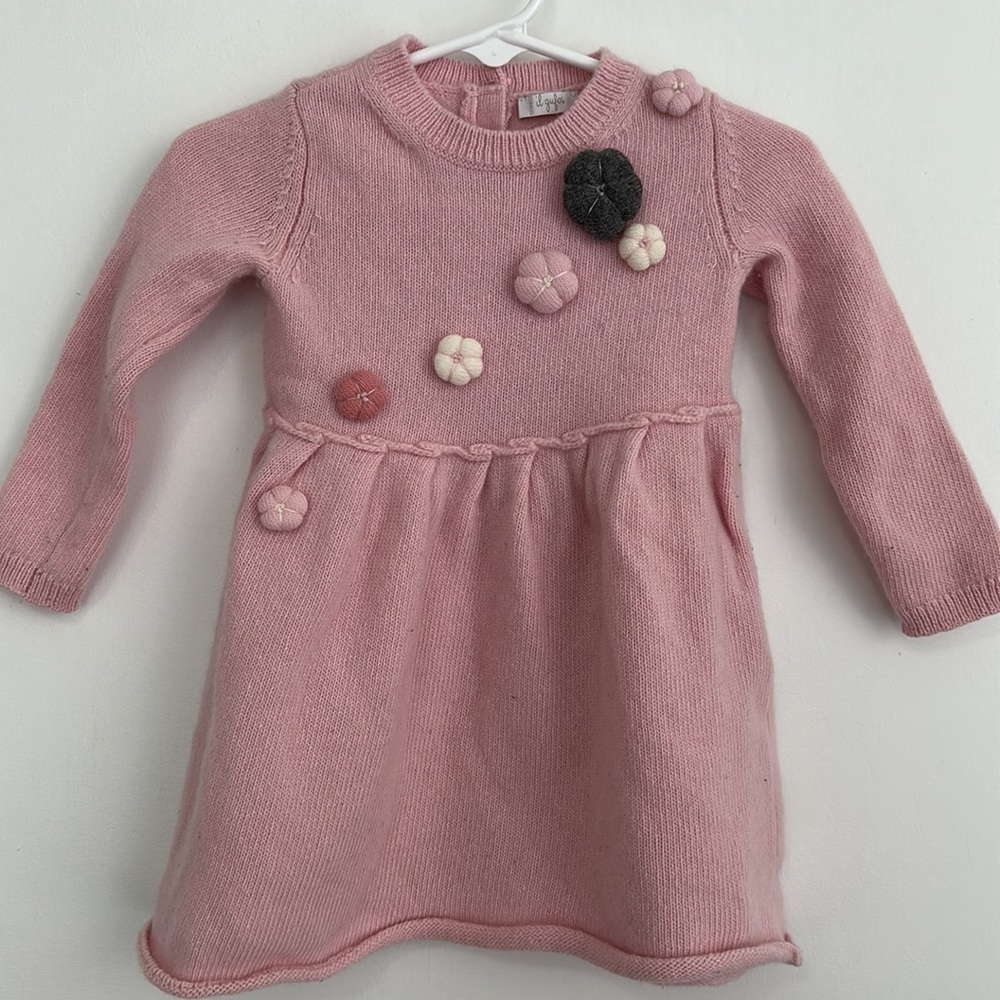 Il Gufo Pink dress with textured flowers